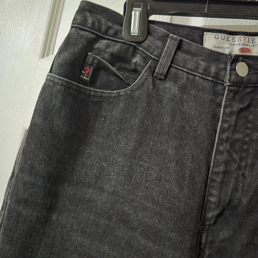 Vintage 90s Guess Classic Fit Narrow Leg Jeans, Faded Black, High Waist, EUC!